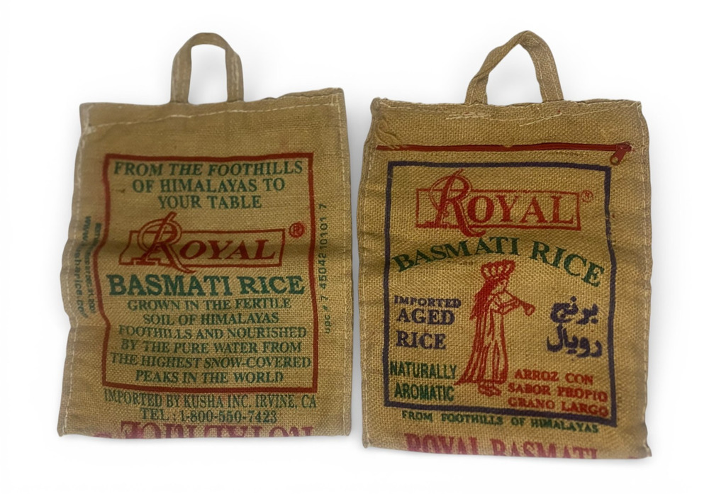 Royal Basmati Rice Bags 10 lbs Burlap Heavy Duty Zip Closed BAGS ONLY Set of 2
